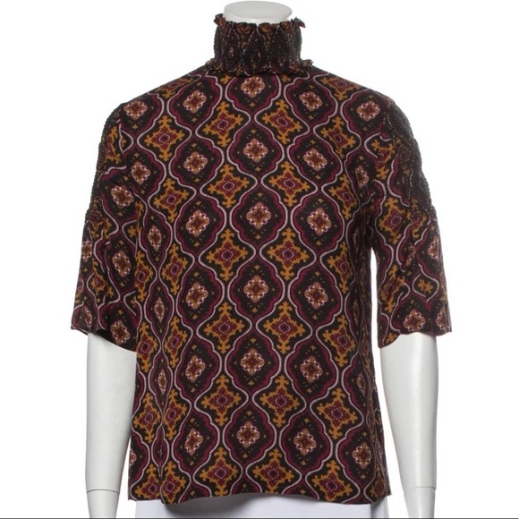 ALC Aubrey Print 100% Silk Mock Neck Top, Size 2 - Picture 13 of 13